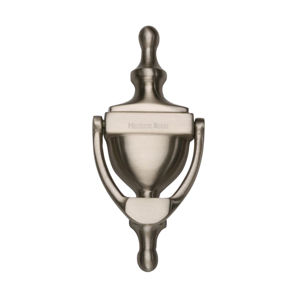 This is an image of a Heritage Brass - Urn Knocker 6" Satin Nickel Finish, v910-152-sn that is available to order from Trade Door Handles in Kendal.