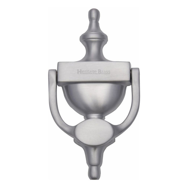 This is an image of a Heritage Brass - Urn Knocker 7 1/4" Satin Chrome Finish, v910-195-sc that is available to order from Trade Door Handles in Kendal.