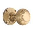 This is an image of a Heritage Brass - Mortice Knob on Rose Reeded Design Satin Brass Finish, v971-sb that is available to order from Trade Door Handles in Kendal.