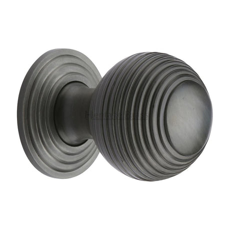 This is an image of a Heritage Brass - Cabinet Knob Reeded Design 32mm Matt Bronze Finish, v973-32-mb that is available to order from Trade Door Handles in Kendal.