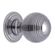 This is a image of a Heritage Brass - Cabinet Knob Reeded Design 32mm Pol. Chrome Finish that is available to order from Trade Door Handles in Kendal