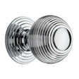 This is an image of a Heritage Brass - Cabinet Knob Reeded Design 38mm Polished Chrome Finish, v973-38-pc that is available to order from Trade Door Handles in Kendal.