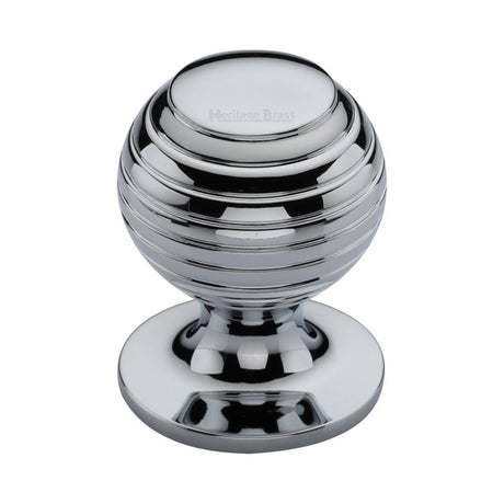 This is an image of a Heritage Brass - Cabinet Knob Beehive Design 32mm Polished Chrome Finish, v976-32-pc that is available to order from Trade Door Handles in Kendal.