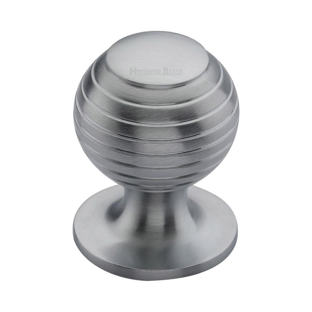 This is an image of a Heritage Brass - Cabinet Knob Beehive Design 32mm Satin Chrome Finish, v976-32-sc that is available to order from Trade Door Handles in Kendal.