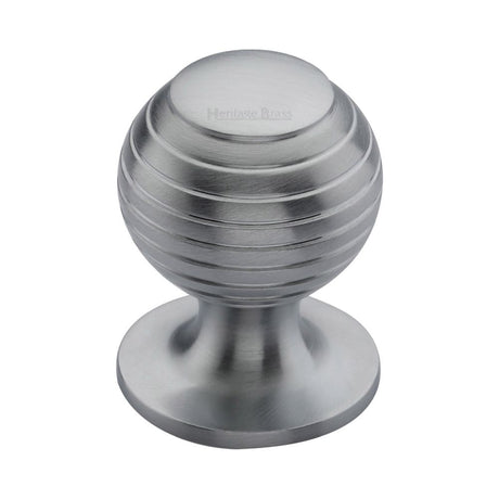 This is an image of a Heritage Brass - Cabinet Knob Beehive Design 32mm Satin Chrome Finish, v976-32-sc that is available to order from Trade Door Handles in Kendal.