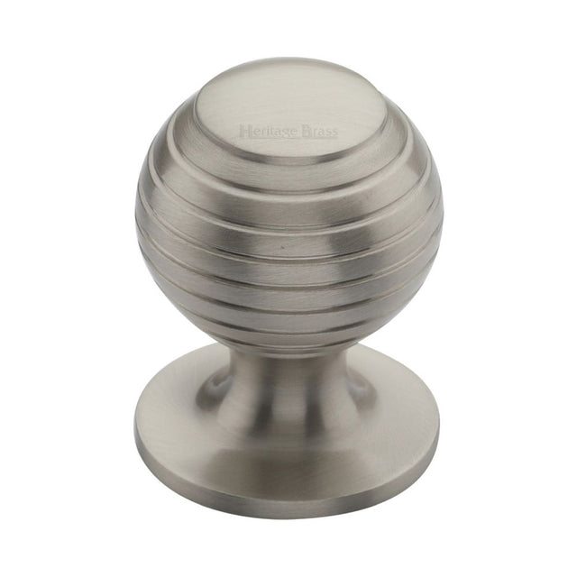 This is a image of a Heritage Brass - Cabinet Knob Beehive Design 32mm Sat. Nickel Finish that is available to order from Trade Door Handles in Kendal