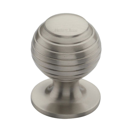 This is an image of a Heritage Brass - Cabinet Knob Beehive Design 32mm Satin Nickel Finish, v976-32-sn that is available to order from Trade Door Handles in Kendal.