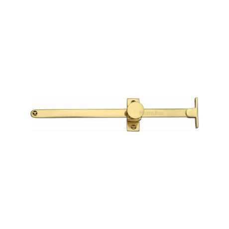 This is an image of a Heritage Brass - Casement Stay Sliding Design 10" Polished Brass Finish, v991-10-pb that is available to order from Trade Door Handles in Kendal.