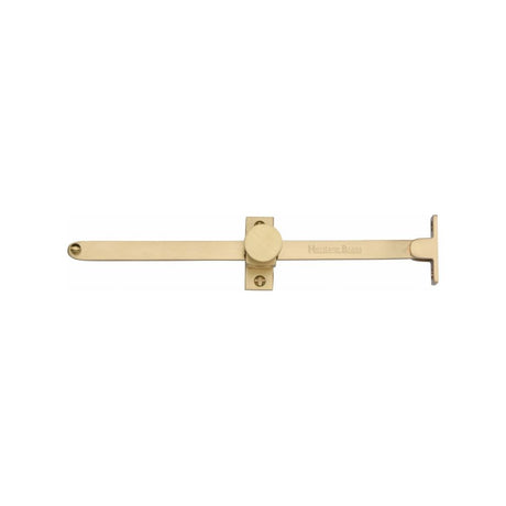 This is an image of a Heritage Brass - Casement Stay Sliding Design 10" Satin Brass Finish, v991-10-sb that is available to order from Trade Door Handles in Kendal.