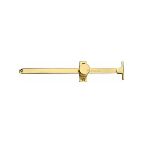 This is an image of a Heritage Brass - Casement Stay Sliding Design 10" Unlacquered Brass Finish, v991-10-ulb that is available to order from Trade Door Handles in Kendal.