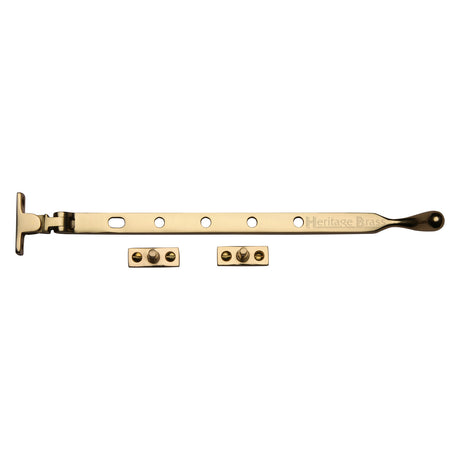 This is an image of a Heritage Brass - Casement Window Stay Ball Design 12 Unlacquered Brass finish, v992-12-ulb that is available to order from Trade Door Handles in Kendal.