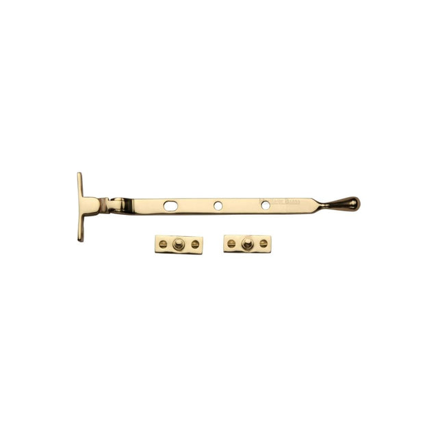 This is an image of a Heritage Brass - Casement Window Stay Ball Design 8" Polished Brass Finish, v992-8-pb that is available to order from Trade Door Handles in Kendal.