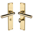 This is an image of a Heritage Brass - Octave Bathroom Set Door Handle on 200mm Plate Polished Brass finish, vt5930-pb that is available to order from Trade Door Handles in Kendal.