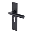 This is an image of a Heritage Brass - Bauhaus Euro Profile Door Handle on 200mm Plate Matt Black finish, vt6348-bkmt that is available to order from Trade Door Handles in Kendal.