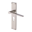 This is an image of a Heritage Brass - Gio Euro Profile Door Handle on 200mm Plate Satin Nickel finish, vt8148-sn that is available to order from Trade Door Handles in Kendal.