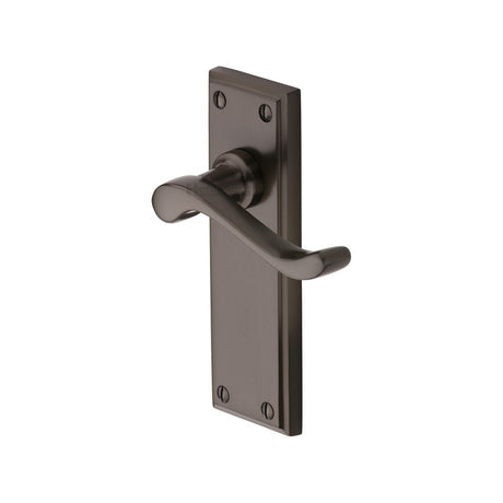 This is an image of a Heritage Brass - Door Handle Lever Latch Edwardian Design Matt Bronze Finish, w3213-mb that is available to order from Trade Door Handles in Kendal.