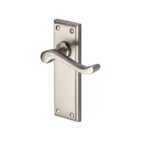 This is an image of a Heritage Brass - Door Handle Lever Latch Edwardian Design Satin Nickel Finish, w3213-sn that is available to order from Trade Door Handles in Kendal.