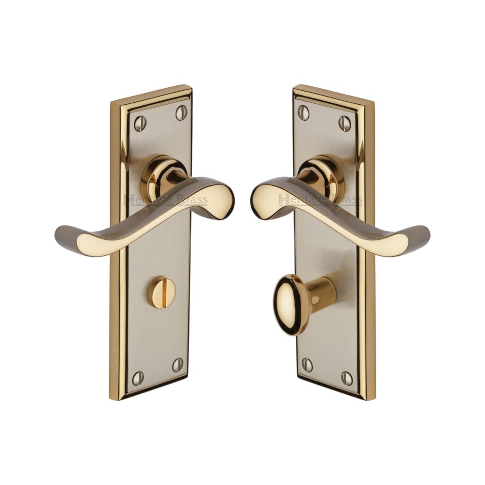 This is an image of a Heritage Brass - Door Handle for Bathroom Edwardian Design Jupiter Finish, w3220-jp that is available to order from Trade Door Handles in Kendal.