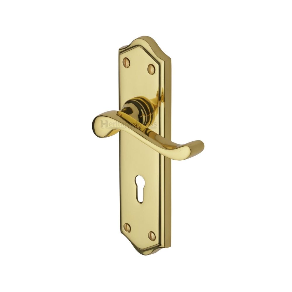 This is an image of a Heritage Brass - Door Handle Lever Lock Buckingham Design Polished Brass Finish, w4200-pb that is available to order from Trade Door Handles in Kendal.