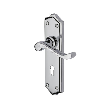 This is an image of a Heritage Brass - Door Handle Lever Lock Buckingham Design Polished Chrome Finish, w4200-pc that is available to order from Trade Door Handles in Kendal.