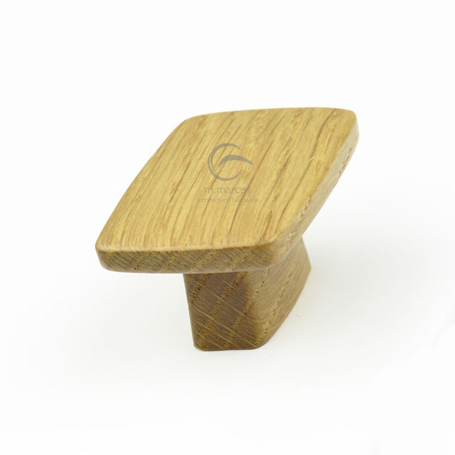 This is an image of a M.Marcus - Wooden Cabinet Knob Square Quattro Design 16mm Oak Finish, w4431-16-oak that is available to order from Trade Door Handles in Kendal.