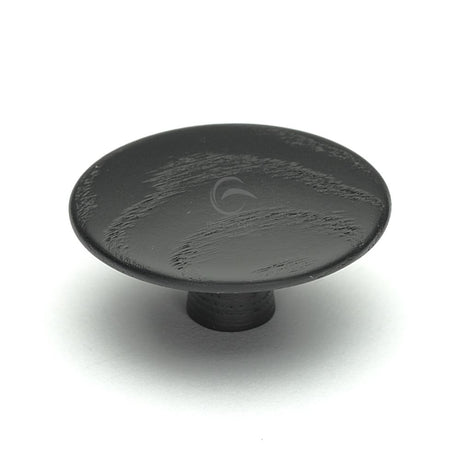 This is an image of a M.Marcus - Wooden Cabinet Knob Mushroom Design 48mm Black Ash Finish, w4466-48-ash that is available to order from Trade Door Handles in Kendal.