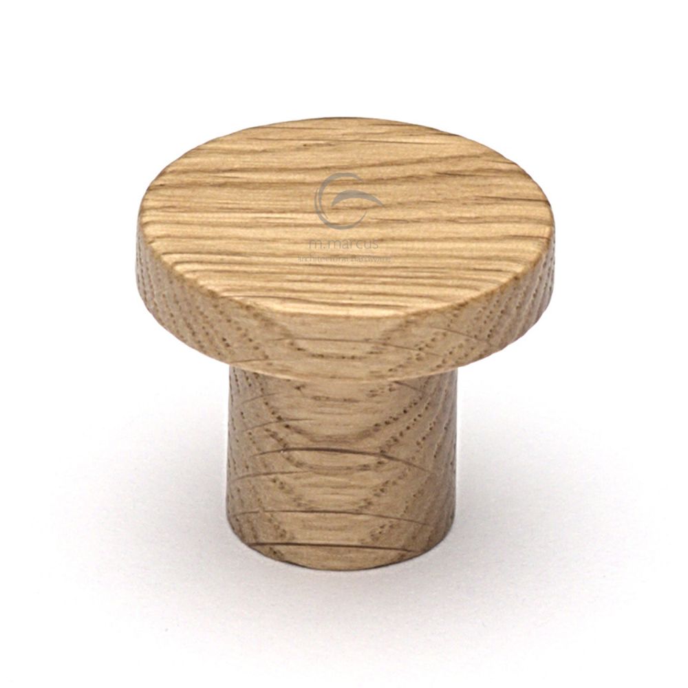 This is an image of a M.Marcus - Wooden Cabinet Knob Round Circum Design 33mm Oak Finish, w4470-33-oak that is available to order from Trade Door Handles in Kendal.