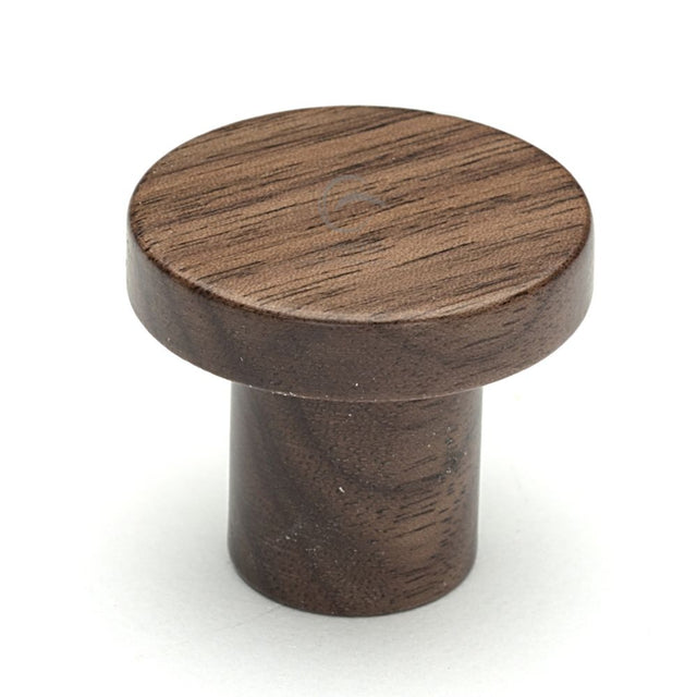 This is an image of a M.Marcus - Wooden Cabinet Knob Round Circum Design 48mm Walnut Finish, w4470-48-wal that is available to order from Trade Door Handles in Kendal.