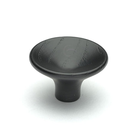 This is an image of a M.Marcus - Wooden Cabinet Knob Trumpet Design 38mm Black Ash Finish, w4491-38-ash that is available to order from Trade Door Handles in Kendal.