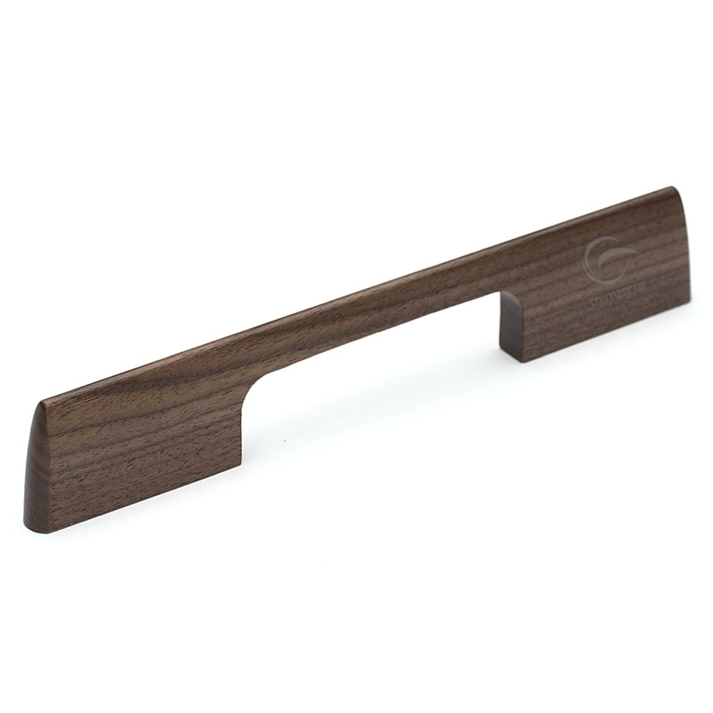 High quality image of M.Marcus - Wooden Cabinet Pull Handle Slim Aero Design 224mm Walnut Finish | Sku. w7791-224-wal | Trade Door Handles, Kendal.