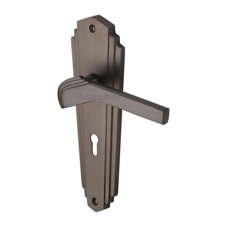 This is an image of a Heritage Brass - Door Handle Lever Lock Waldorf Design Matt Bronze Finish, wal6500-mb that is available to order from Trade Door Handles in Kendal.