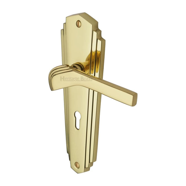 This is an image of a Heritage Brass - Door Handle Lever Lock Waldorf Design Polished Brass Finish, wal6500-pb that is available to order from Trade Door Handles in Kendal.