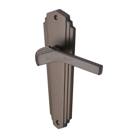 This is an image of a Heritage Brass - Door Handle Lever Latch Waldorf Design Matt Bronze Finish, wal6510-mb that is available to order from Trade Door Handles in Kendal.