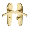 This is an image of a Heritage Brass - Door Handle for Bathroom Waldorf Design Satin Brass Finish, wal6530-sb that is available to order from Trade Door Handles in Kendal.