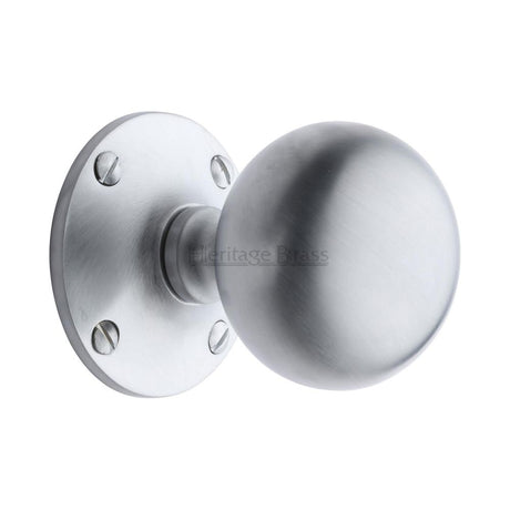 This is an image of a Heritage Brass - Mortice Knob Westminster Design Satin Chrome Finish, wes970-sc that is available to order from Trade Door Handles in Kendal.