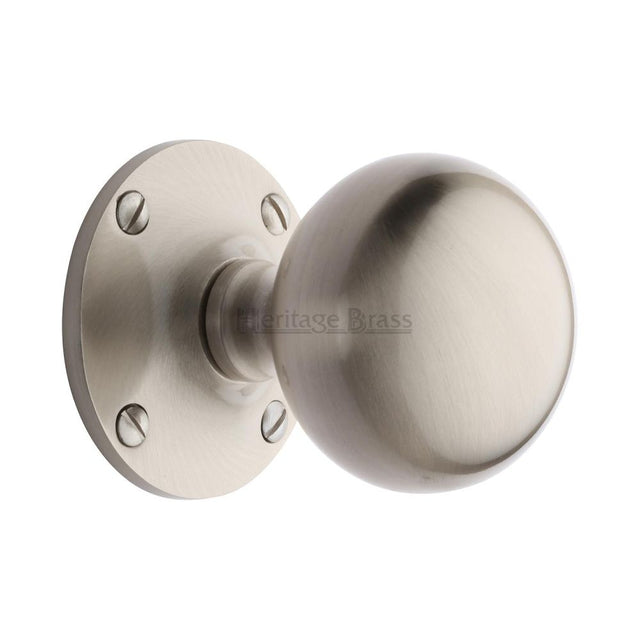 This is an image of a Heritage Brass - Mortice Knob Westminster Design Satin Nickel Finish, wes970-sn that is available to order from Trade Door Handles in Kendal.