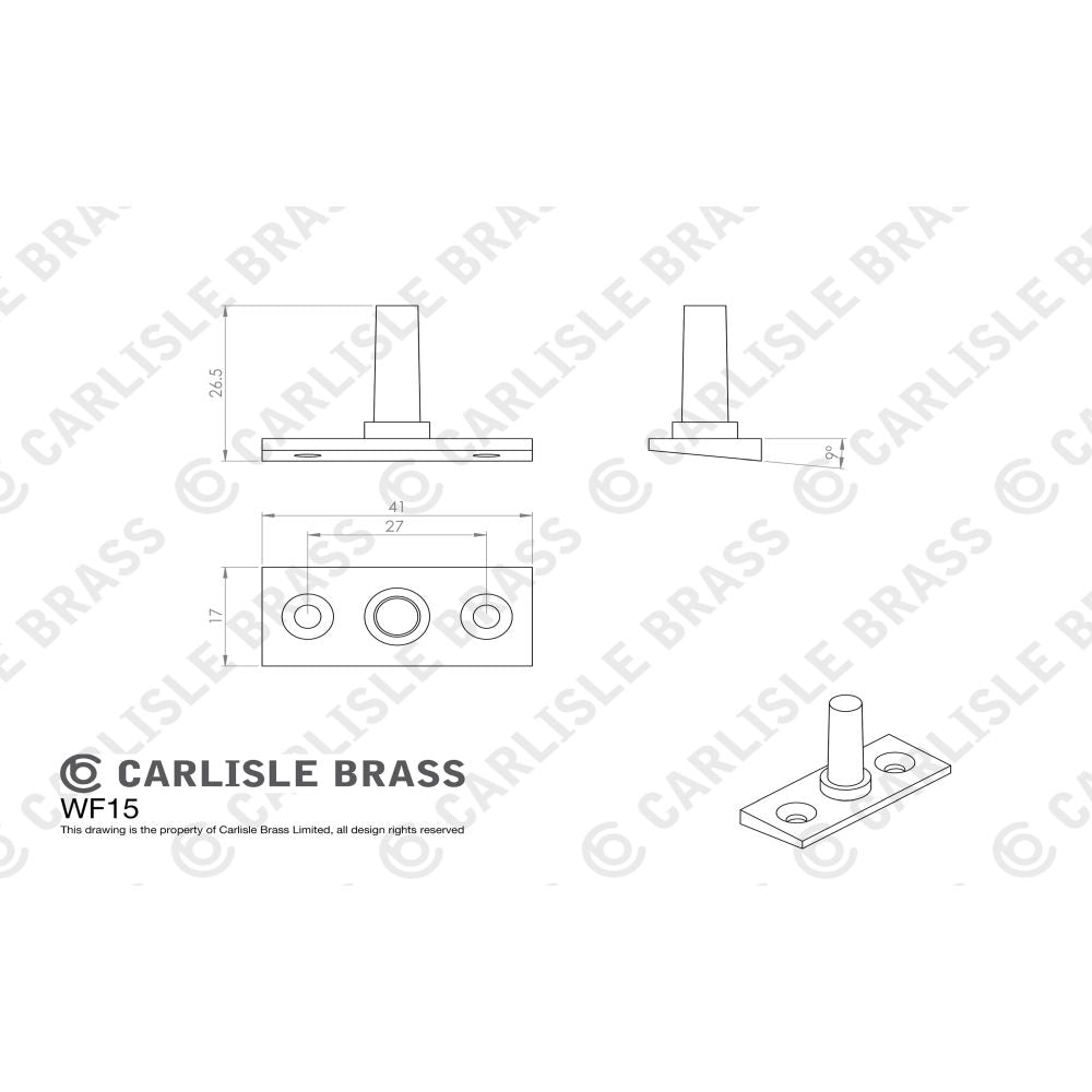 This image is a line drwaing of a Carlisle Brass - EJMA Pin - Satin Chrome available to order from Trade Door Handles in Kendal