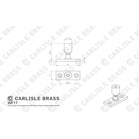 This image is a line drwaing of a Carlisle Brass - Locking Casement Stay Pin - Satin Brass available to order from Trade Door Handles in Kendal