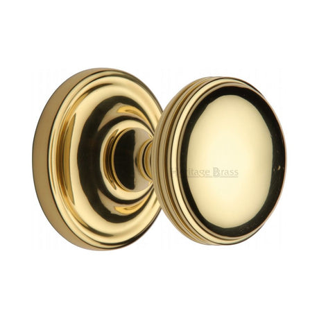 This is an image of a Heritage Brass - Mortice Knob on Rose Whitehall Design Polished Brass Finish, whi6429-pb that is available to order from Trade Door Handles in Kendal.