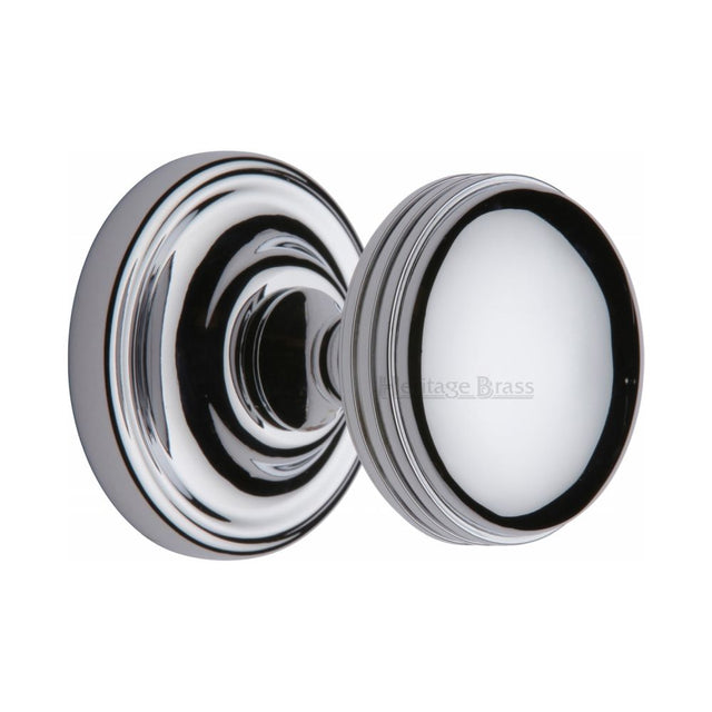 This is an image of a Heritage Brass - Mortice Knob on Rose Whitehall Design Polished Chrome Finish, whi6429-pc that is available to order from Trade Door Handles in Kendal.