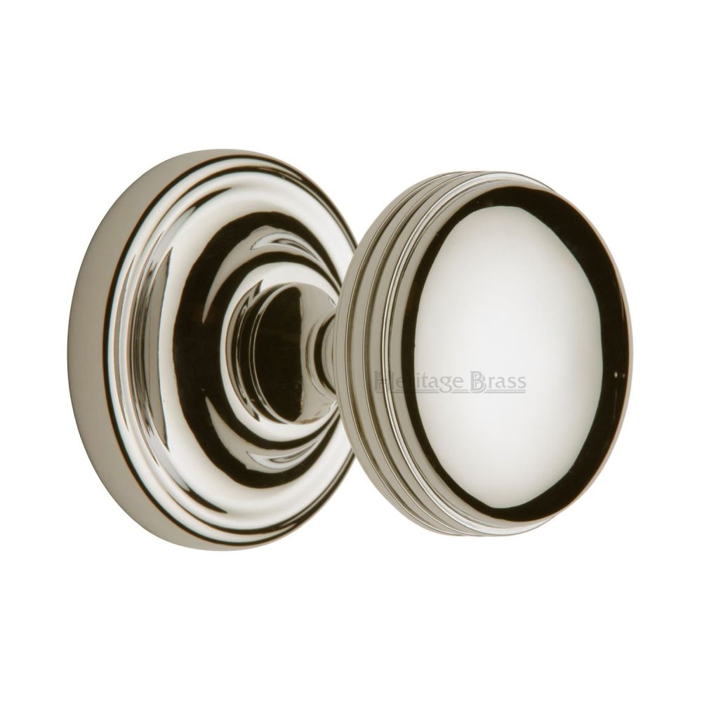 This is an image of a Heritage Brass - Mortice Knob on Rose Whitehall Design Polished Nickel Finish, whi6429-pnf that is available to order from Trade Door Handles in Kendal.