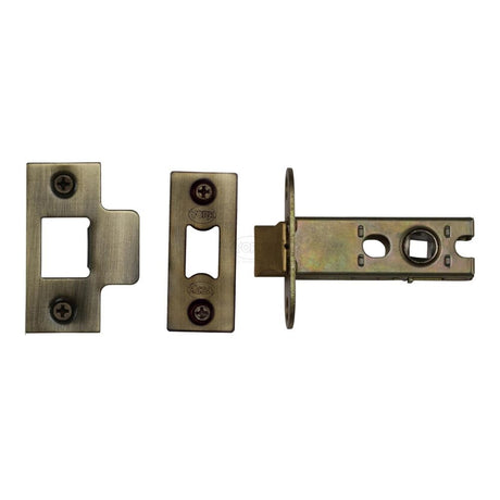 This is an image of a York - Architectural Tubular Latch 2 1/2" Antique Brass Finish, ykal2-at that is available to order from Trade Door Handles in Kendal.