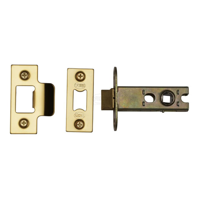 This is an image of a York - Architectural Tubular Latch 2 1/2" Polished Brass Finish, ykal2-pb that is available to order from Trade Door Handles in Kendal.