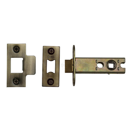 This is an image of a York - Architectural Tubular Latch 3" Antique Brass Finish, ykal3-at that is available to order from Trade Door Handles in Kendal.