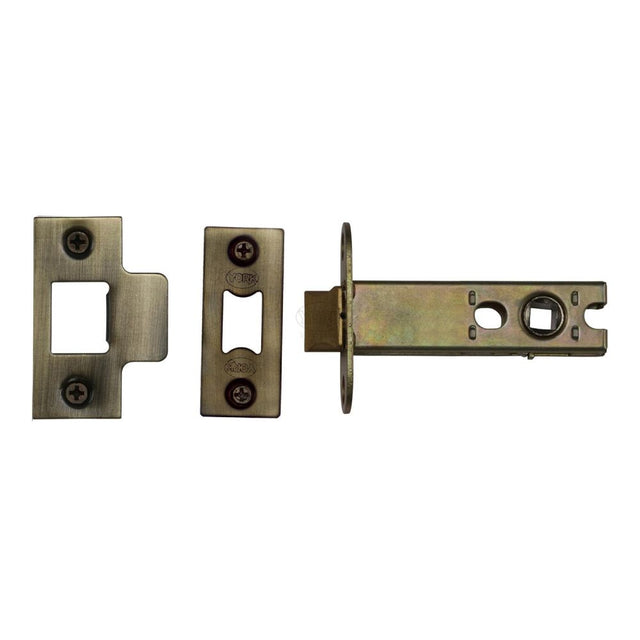 This is an image of a York - Architectural Tubular Latch 4" Antique Brass Finish, ykal4-at that is available to order from Trade Door Handles in Kendal.