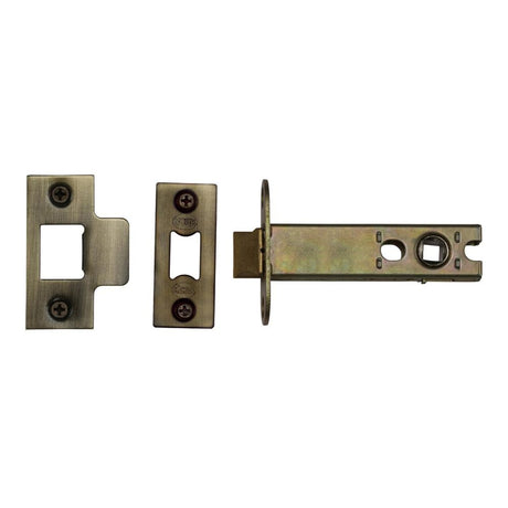 This is an image of a York - Architectural Tubular Latch 5" Antique Brass Finish, ykal5-at that is available to order from Trade Door Handles in Kendal.