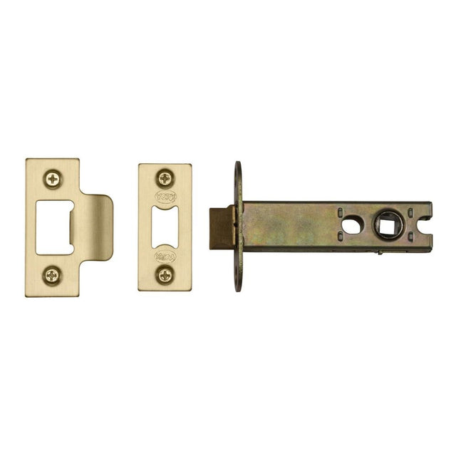 This is an image of a York - Architectural Tubular Latch 5" Satin Brass Finish, ykal5-sb that is available to order from Trade Door Handles in Kendal.