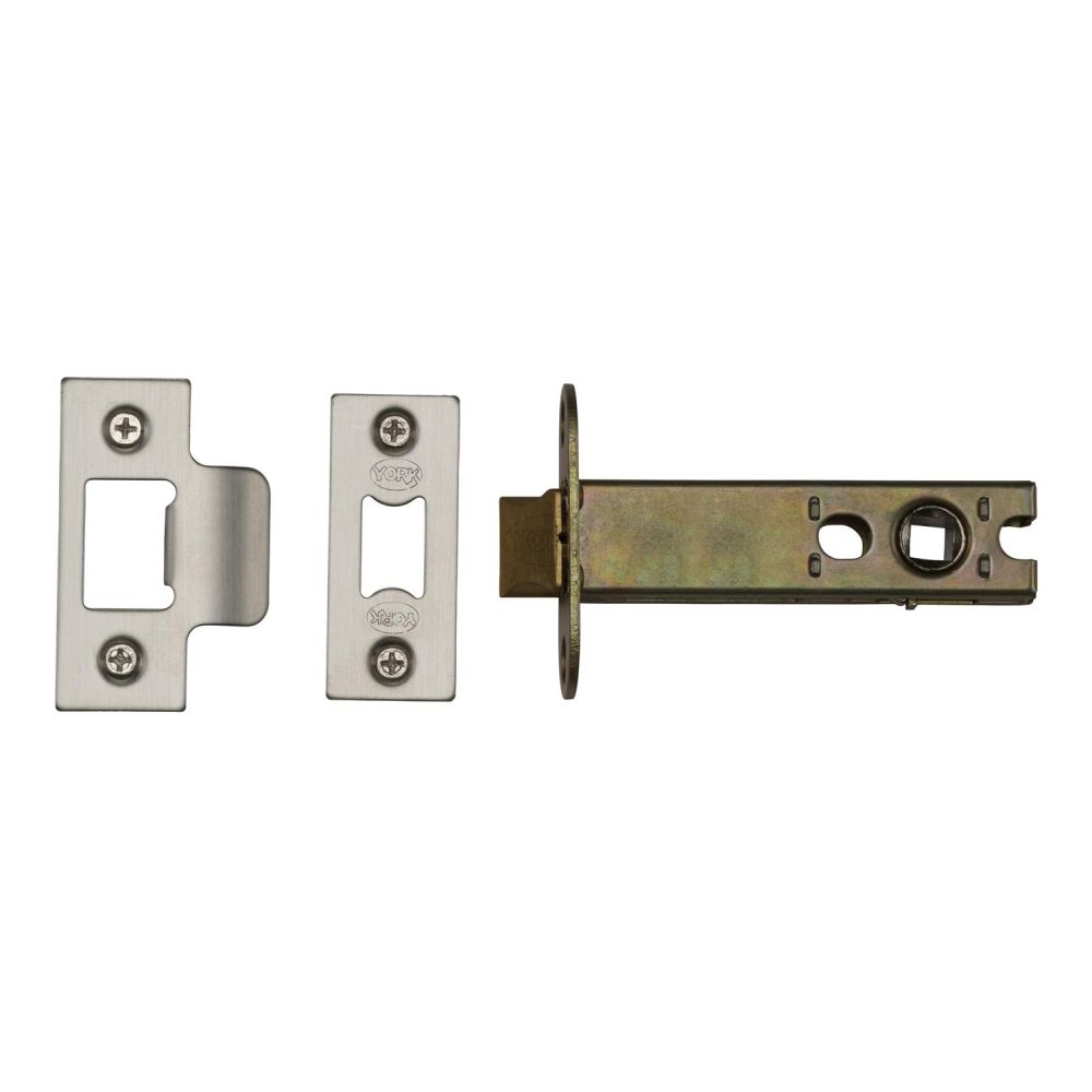 This is an image of a York - Architectural Tubular Latch 5" Satin Chrome/Nickel Finish, ykal5-sn-sc that is available to order from Trade Door Handles in Kendal.