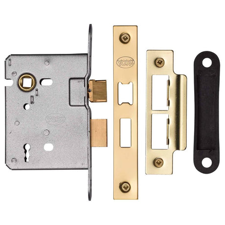 This is an image of a York - 3 LEVER SASH LOCK 3" PB, ykasl33-pb that is available to order from Trade Door Handles in Kendal.