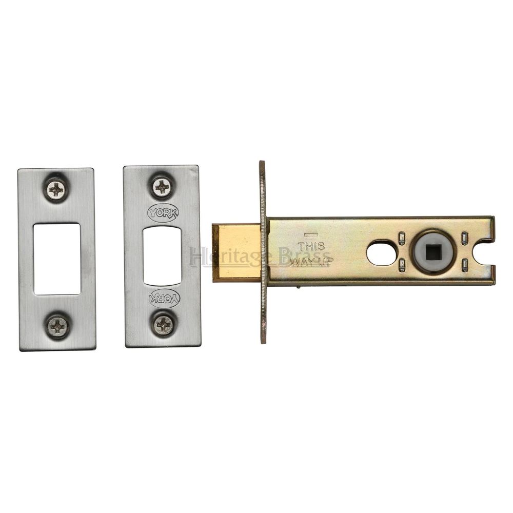 This is an image of a York - Architectural Tubular Bathroom Deadbolt 3" Satin Chrome/Nickel Finish, ykbdb3-sn-sc that is available to order from Trade Door Handles in Kendal.